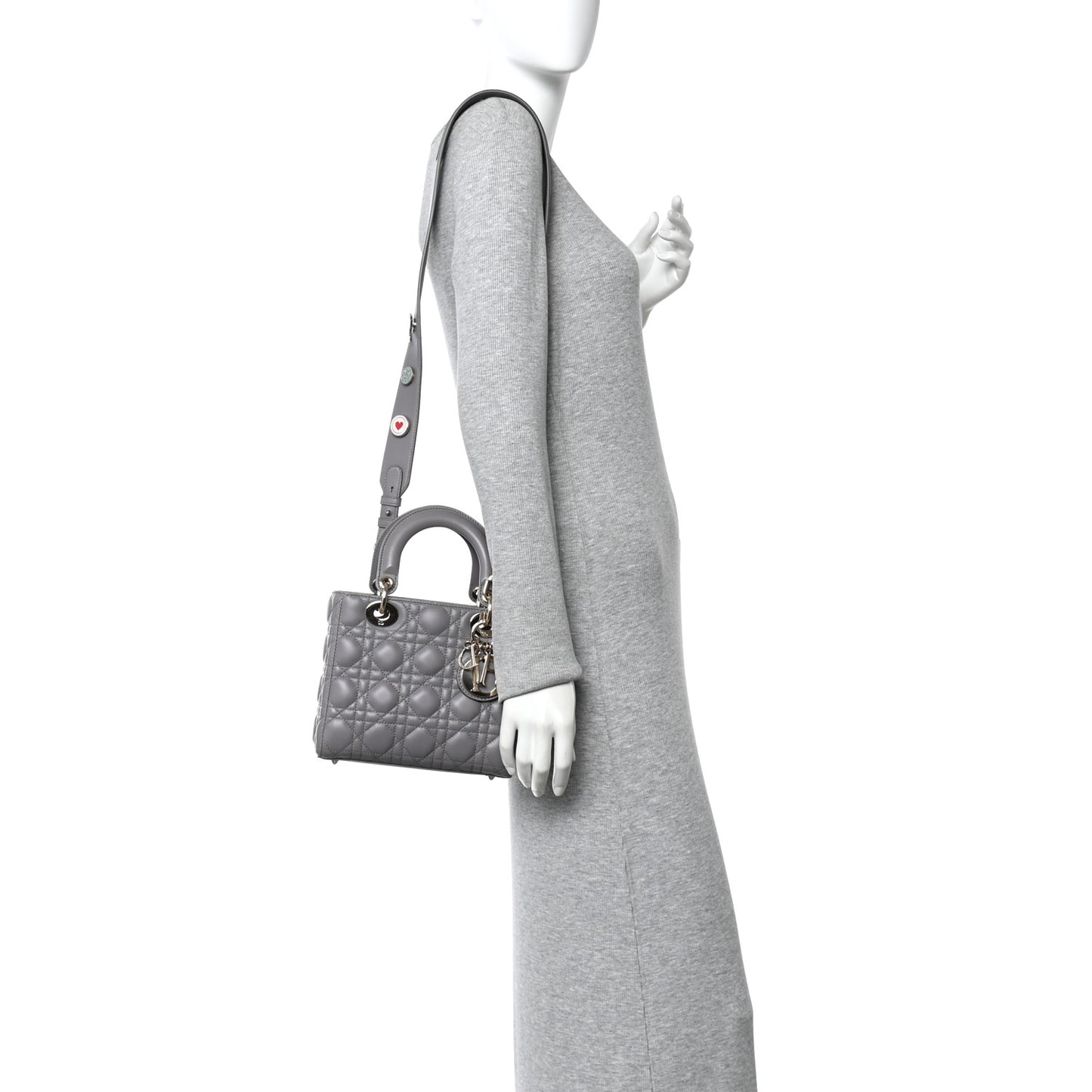 Lambskin Cannage Small Lucky Badges My Lady Dior Grey
