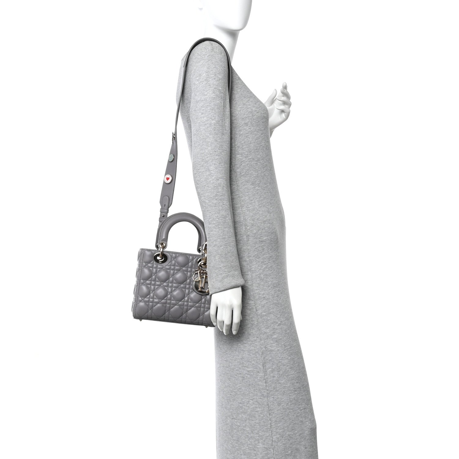 Christian Dior Lambskin Cannage Small Lucky Badges My Lady Dior Grey 2 of 10