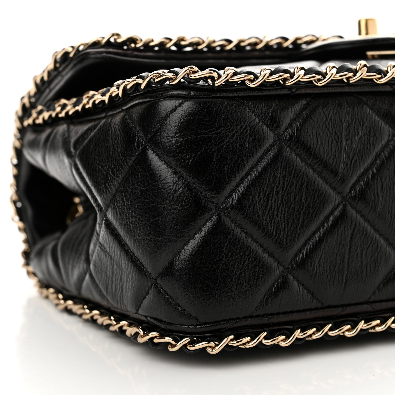 Chanel Crumpled Calfskin Medium Chain All Over Flap Black 9 of 11