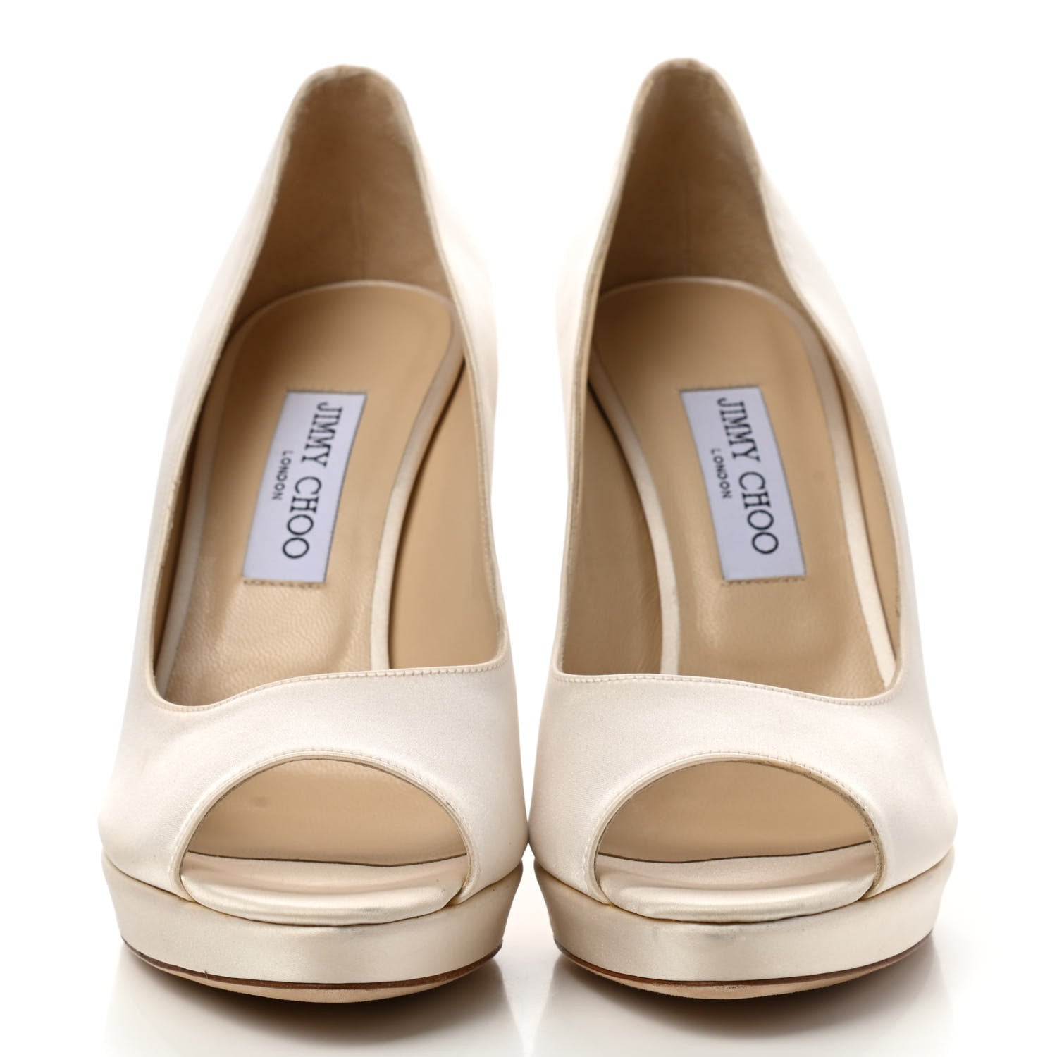 Jimmy Choo Satin Luna Platform Peep Toe Pumps 40.5 Ivory 2 of 15