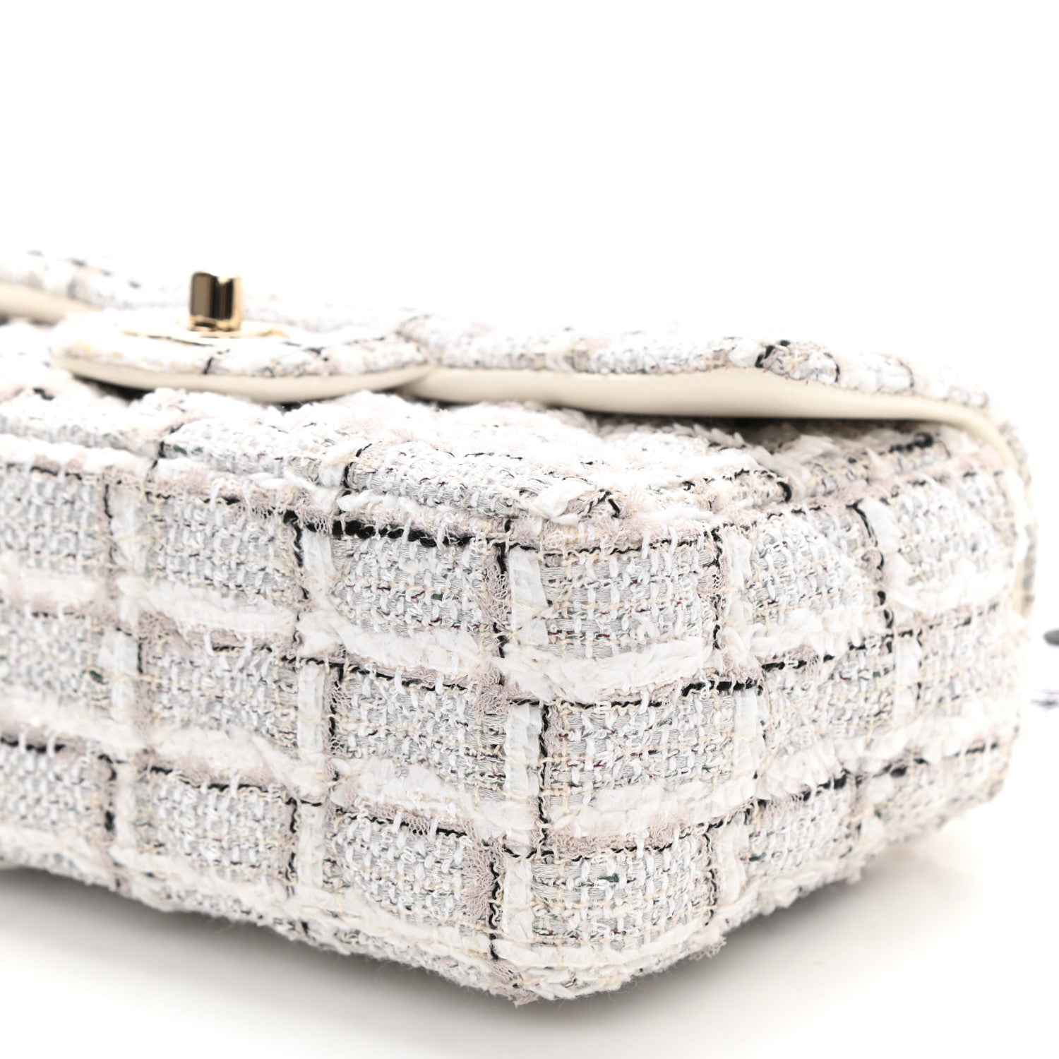 Chanel Tweed Quilted Mini Rectangular Flap White Grey 10 of 10