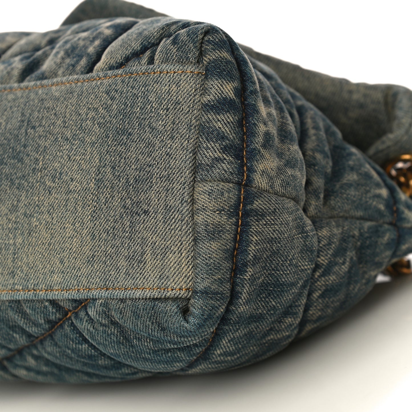 Denim Quilted Small Loulou Puffer Monogram Chain Satchel Rodeo Blue