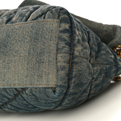 Saint Laurent Denim Quilted Small Loulou Puffer Monogram Chain Satchel Rodeo Blue 8 of 8