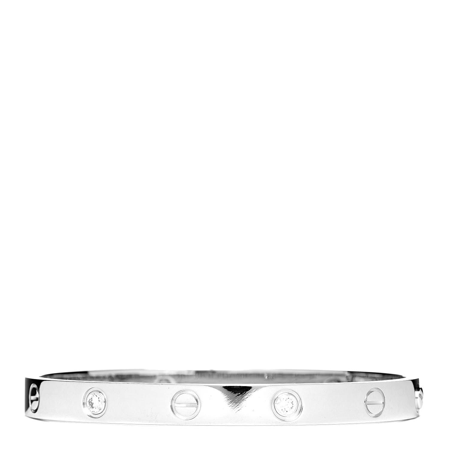 Cartier 18K White Gold 4 Diamond LOVE Bracelet 17 3 of 7