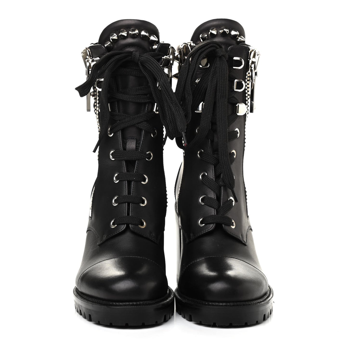 Calfskin Winter Spikes 70 Combat Boots 37 Black
