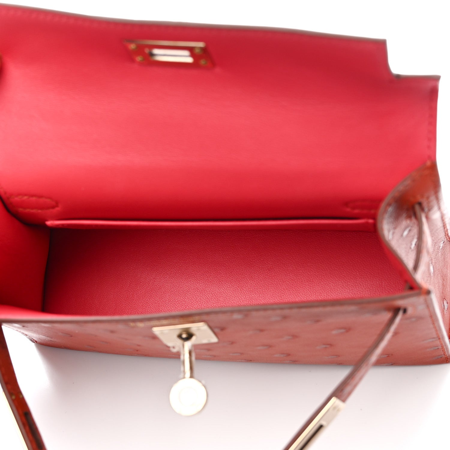 Hermes Ostrich Horseshoe Kelly Sellier Mini 20 Cuivre Rose Extreme 5 of 10