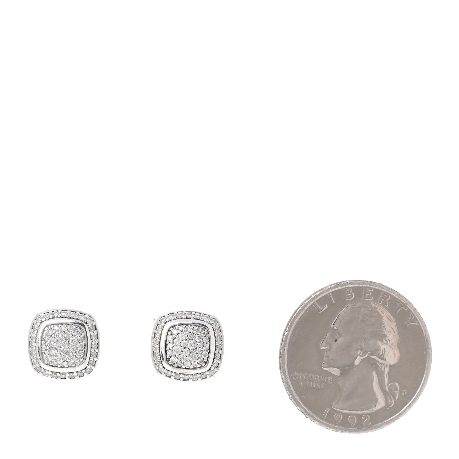 David Yurman Sterling Silver Diamond 7mm Pave Albion Earrings 2 of 5