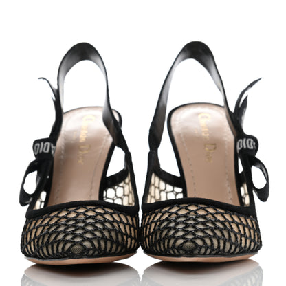 Christian Dior Resille Ribbon J'Adior Slingback 100mm Pumps 38 Black 2 of 8