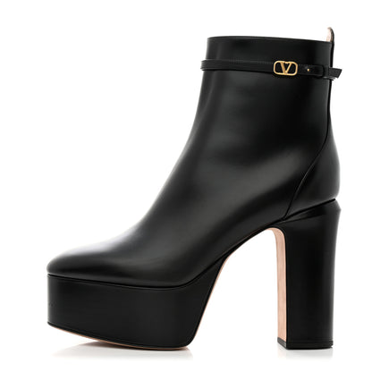 Valentino Garavani Calfskin Tan-Go Platform 50/120mm Ankle Boots 41 Black 1 of 9