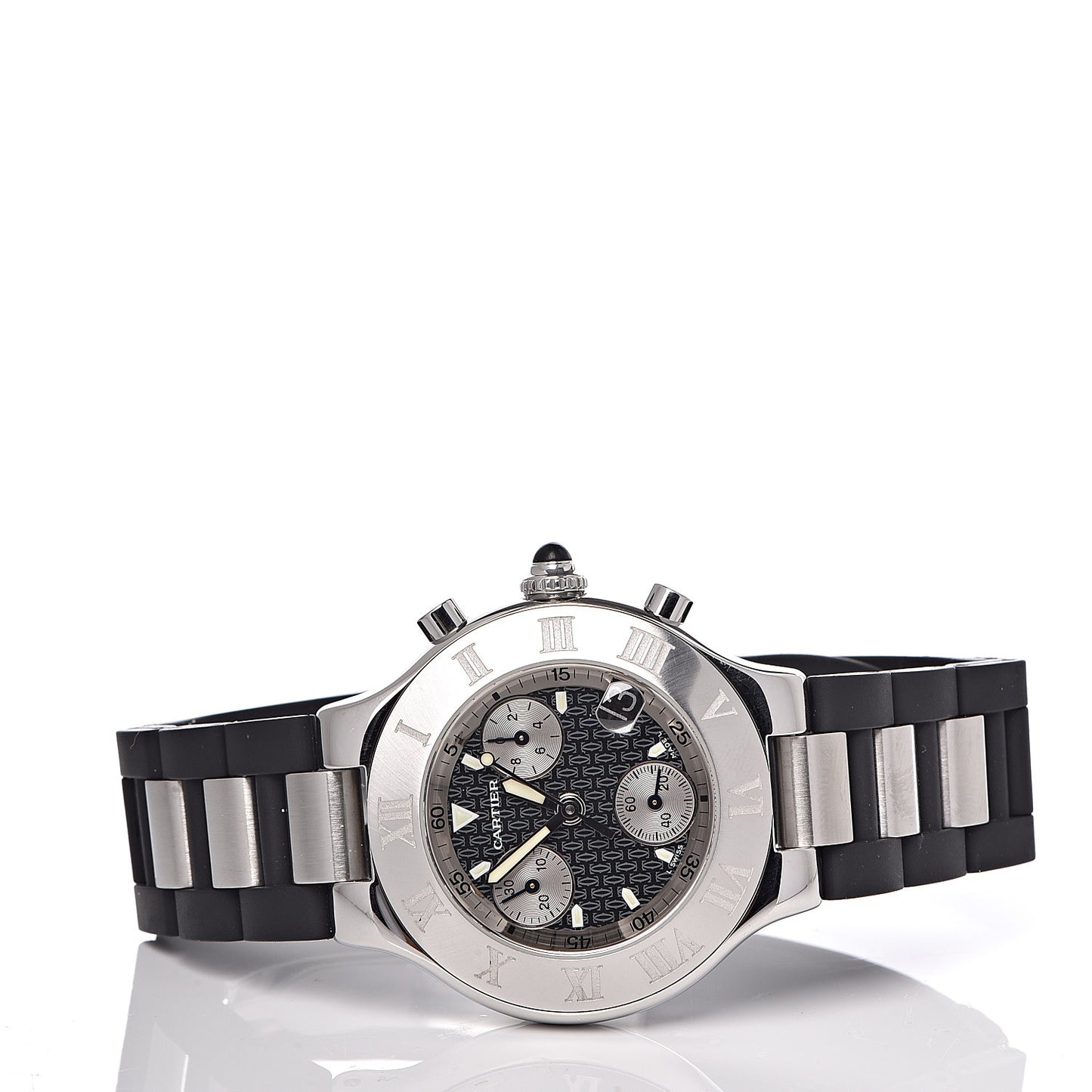Stainless Steel Rubber 38mm Must 21 Chronoscaph Quartz Watch Black