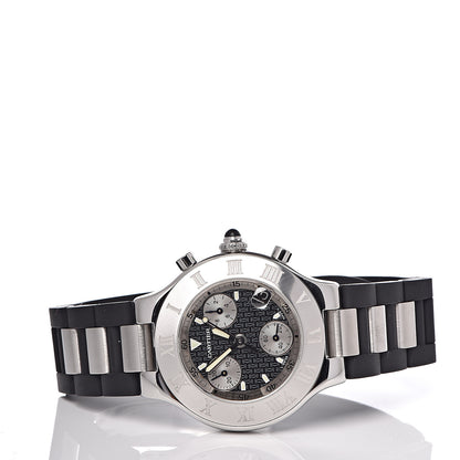 Cartier Stainless Steel Rubber 38mm Must 21 Chronoscaph Quartz Watch Black 3 of 8