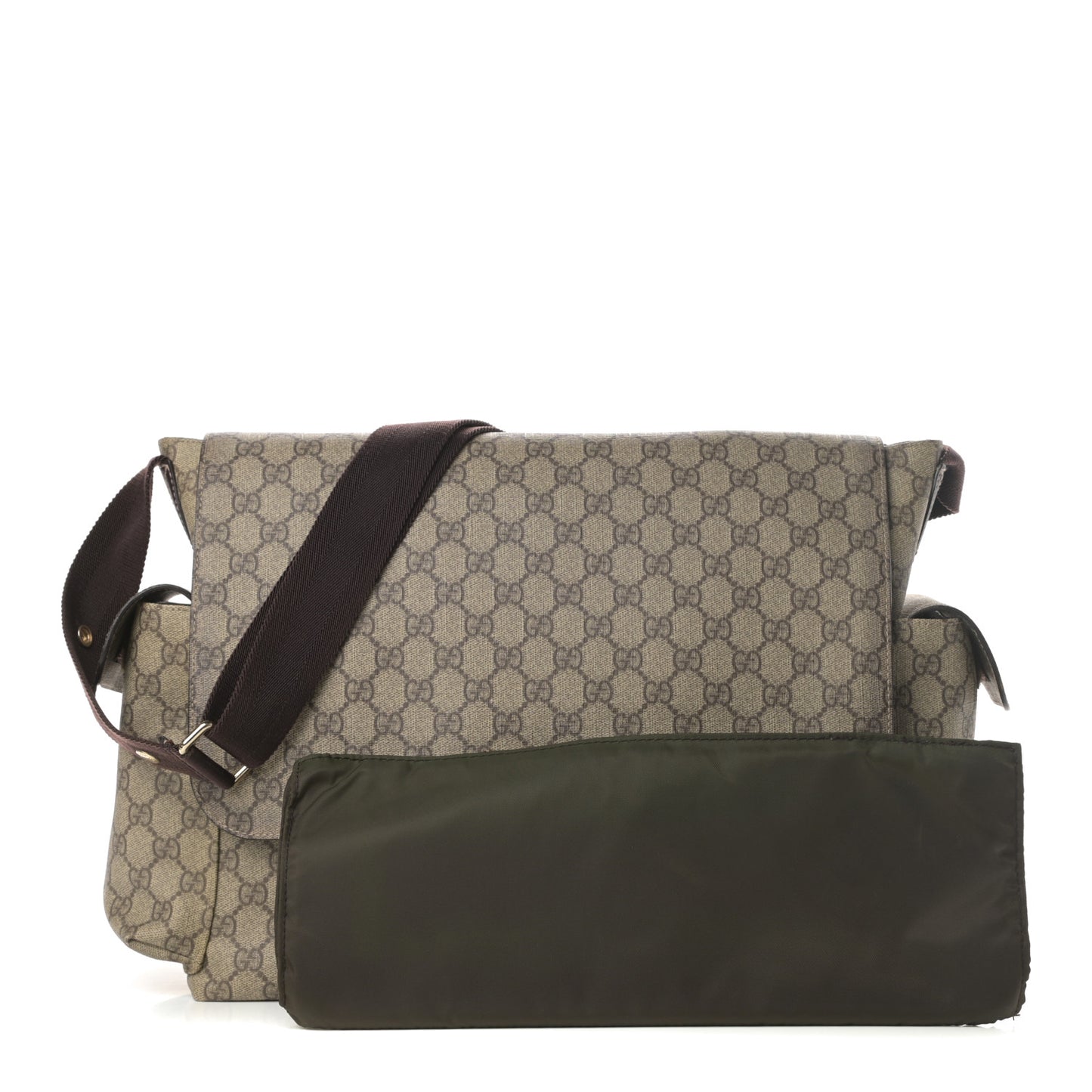 GG Plus Monogram Messenger Diaper Bag Dark Brown