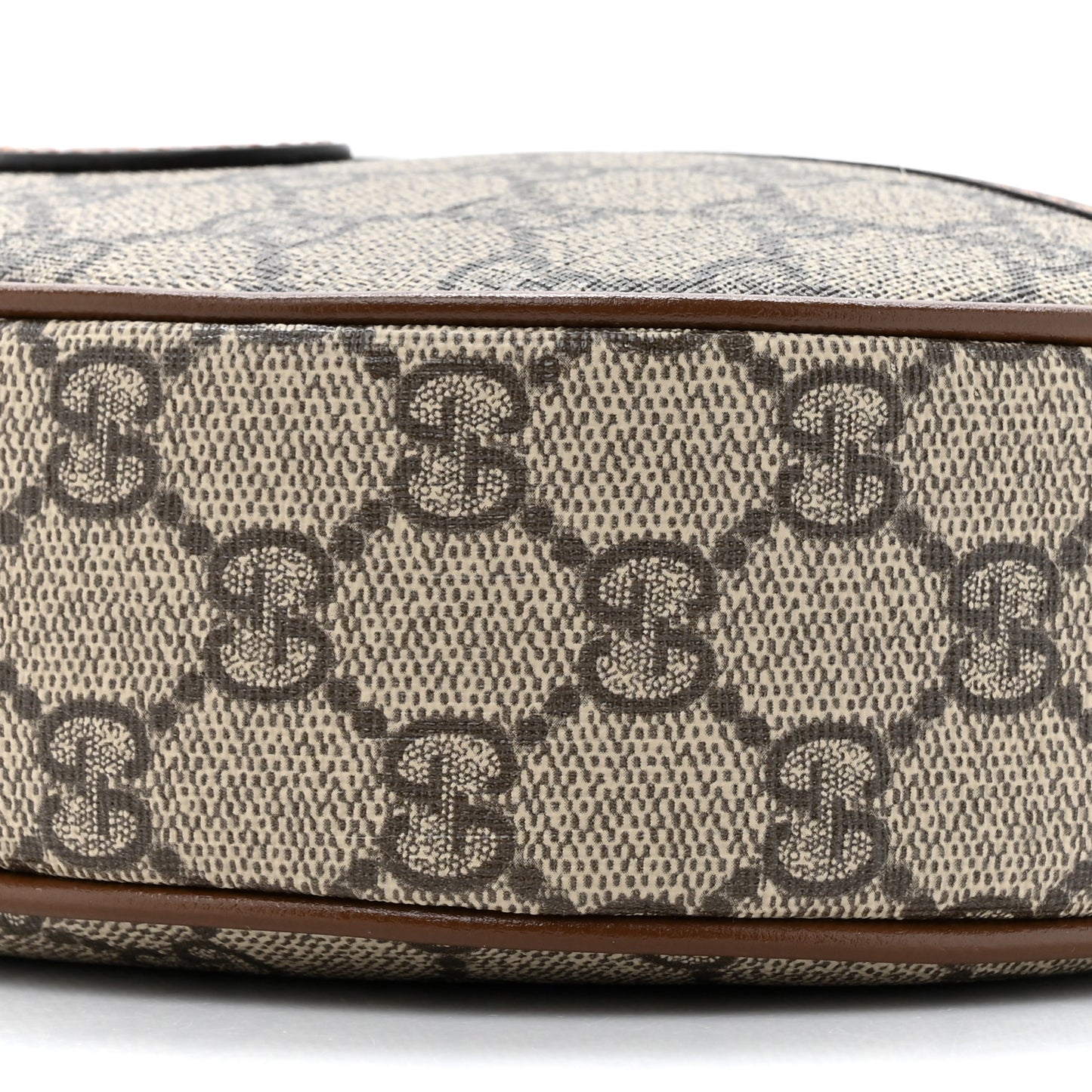 GG Supreme Monogram Azalea Calfskin Mini Retro Interlocking G Half Moon Bag Beige Ebony Brown Sugar