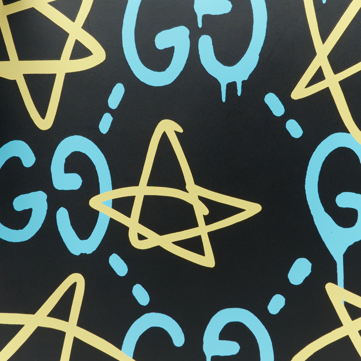 Gucci Calfskin GucciGhost Print GG Messenger Bag Black New Acquamarine 10 of 12