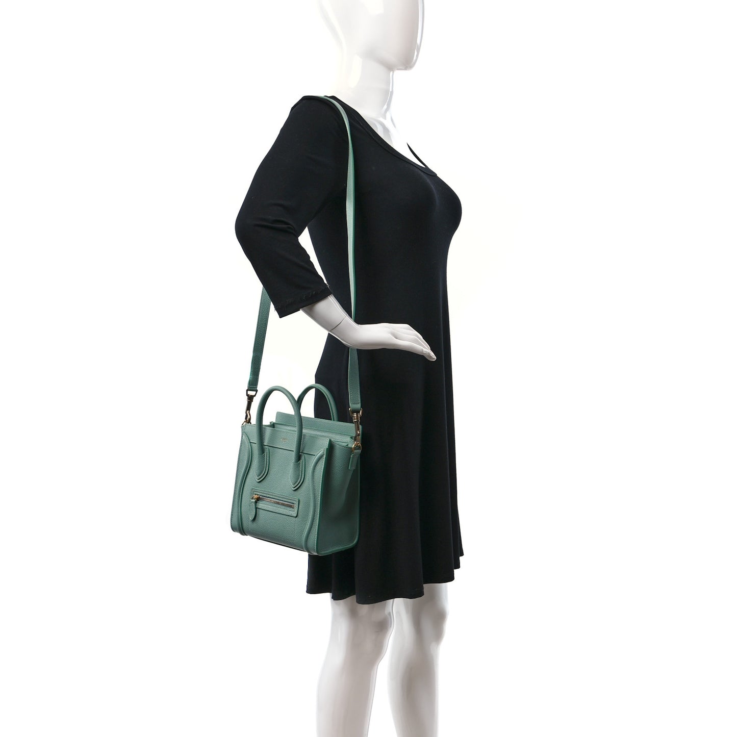 Drummed Calfskin Nano Luggage Ice Mint