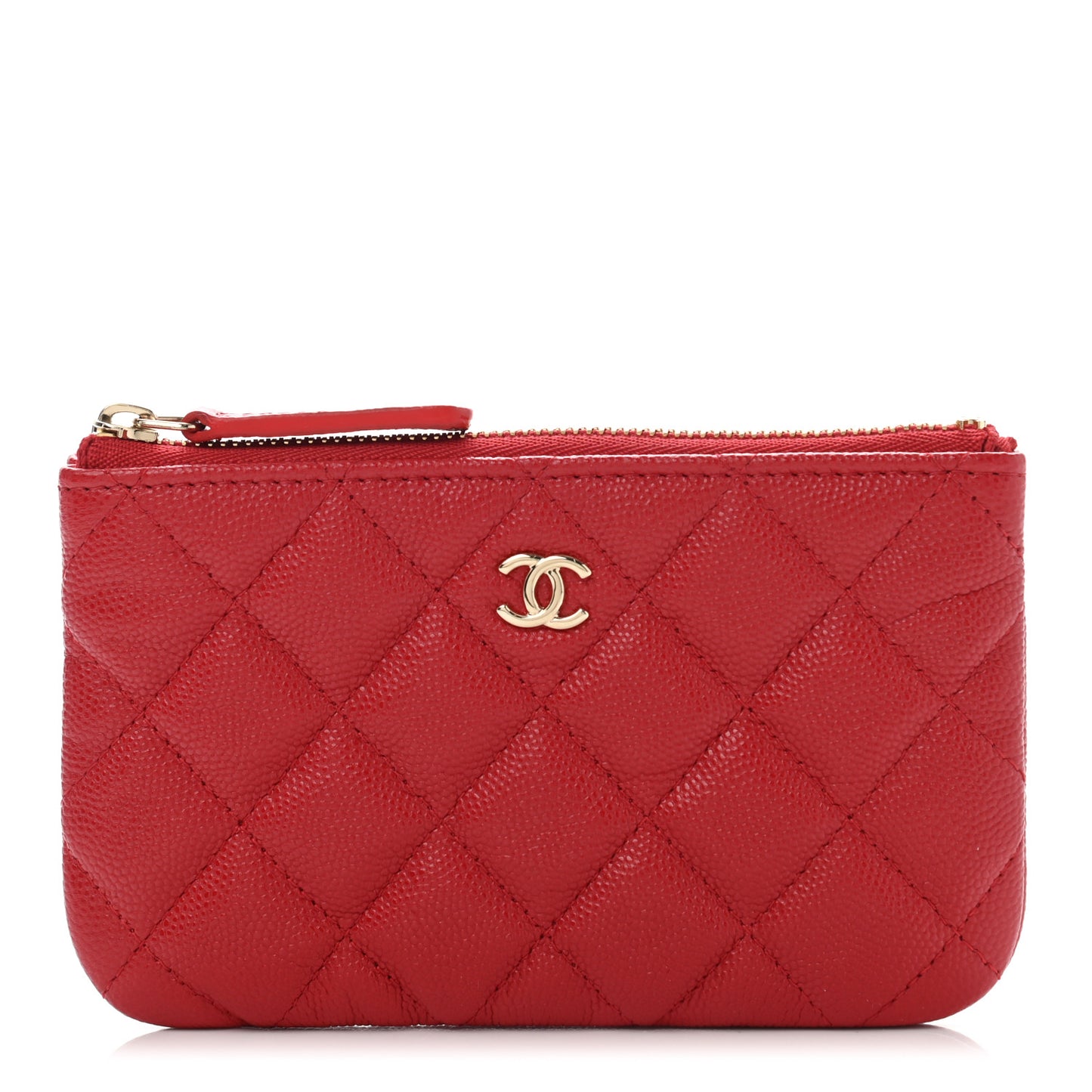 Caviar Quilted Small Cosmetic Case Red