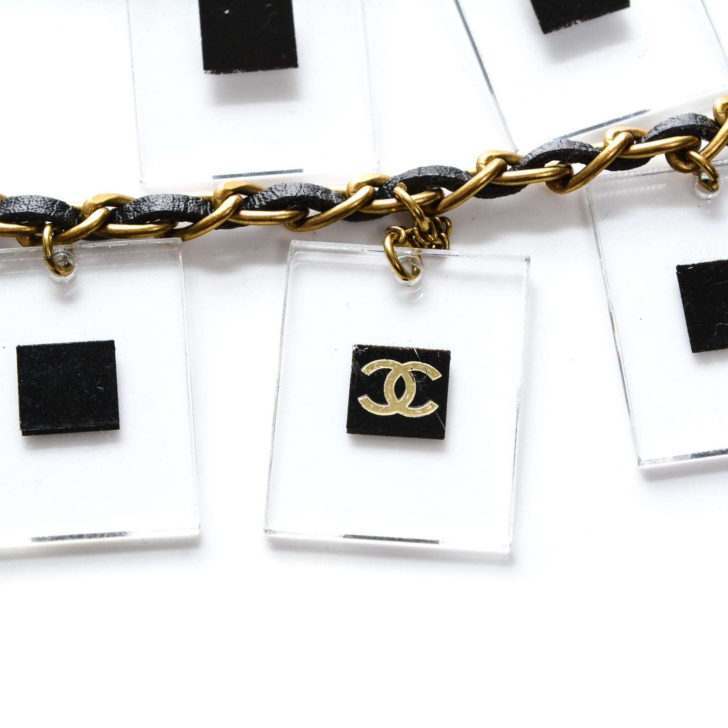 Lucite CC Chain Belt Black Gold