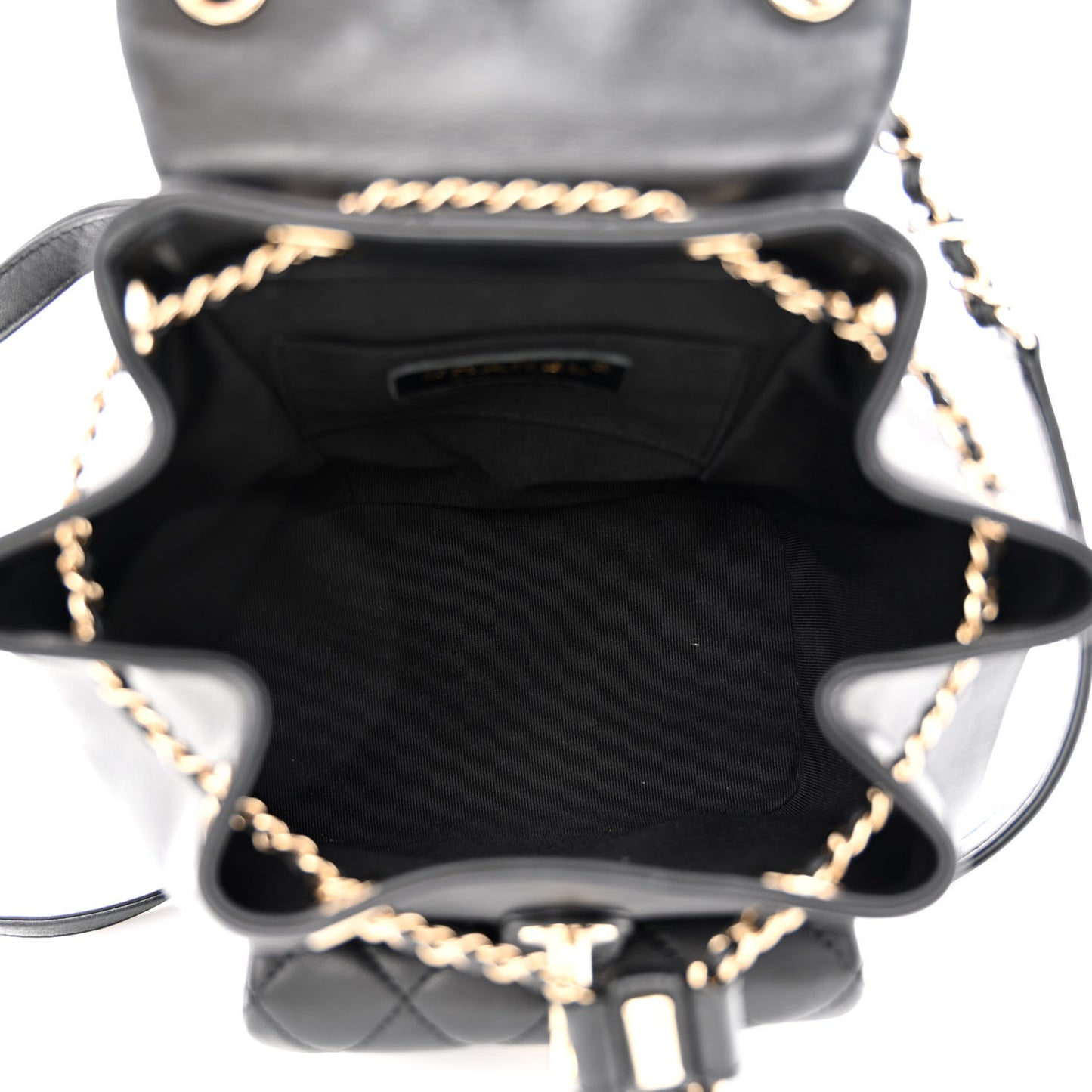 Lambskin Quilted Small Duma Drawstring Backpack Black