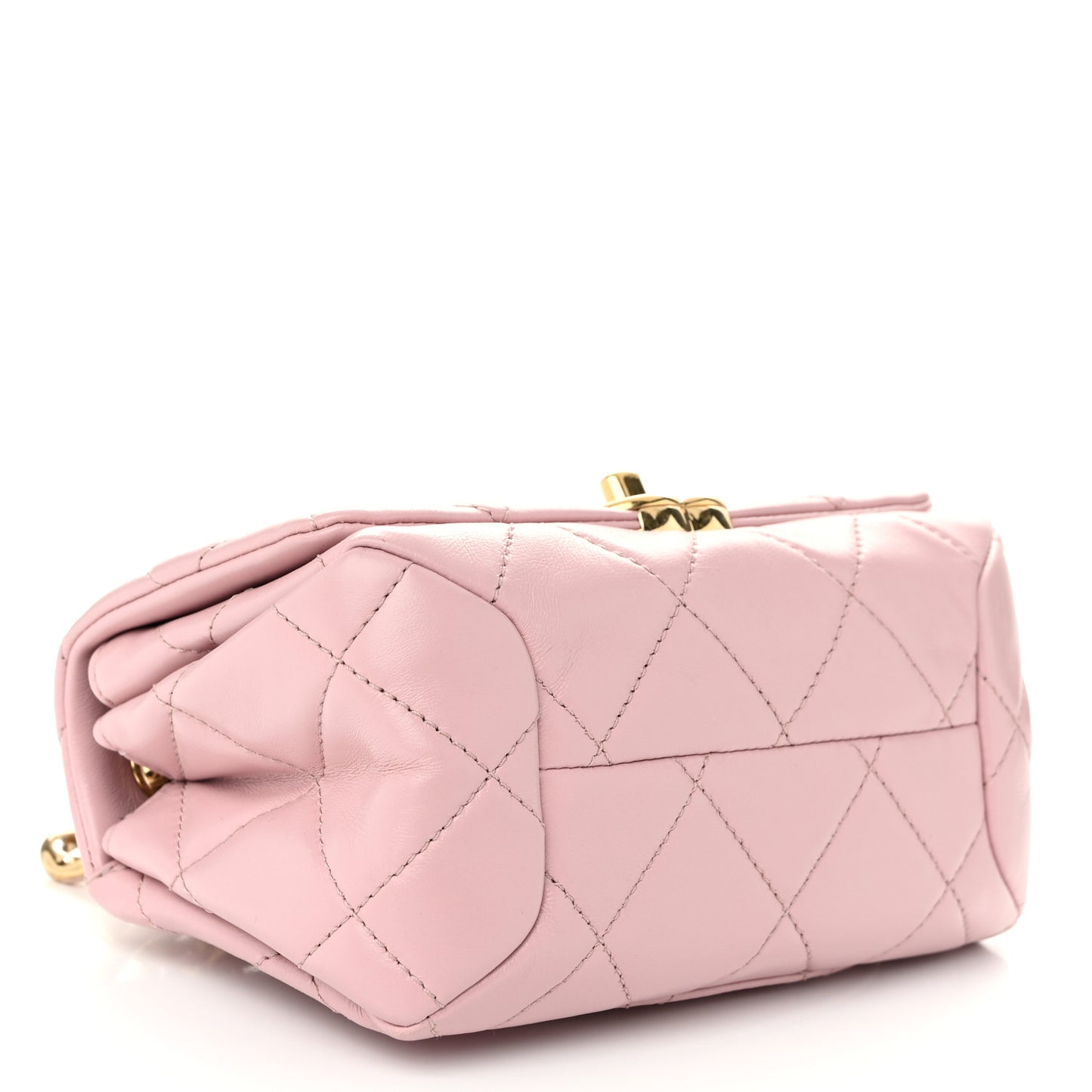 Lambskin Quilted Mini Color Match Flap Light Pink