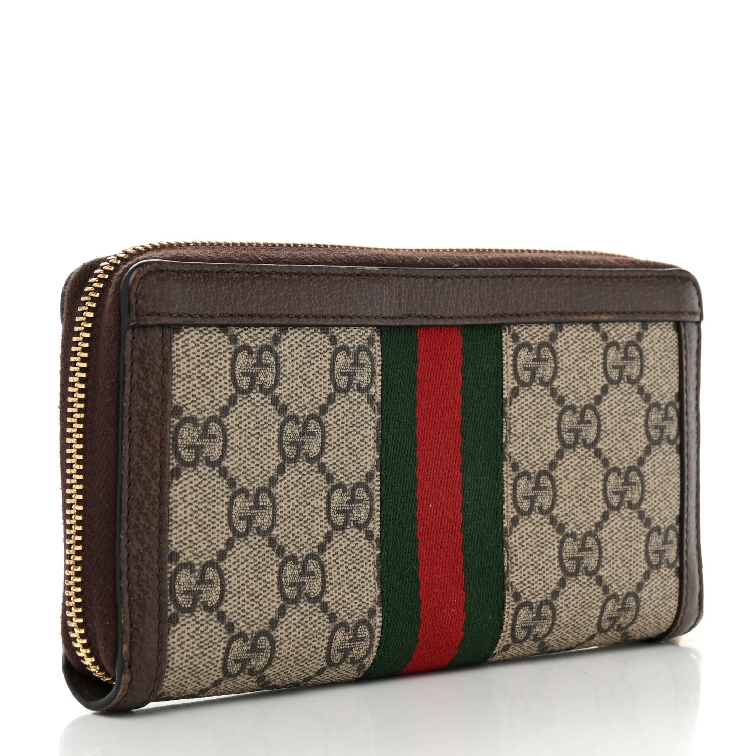 Gucci GG Supreme Monogram Web Ophidia Zip Around Wallet Brown 4 of 8