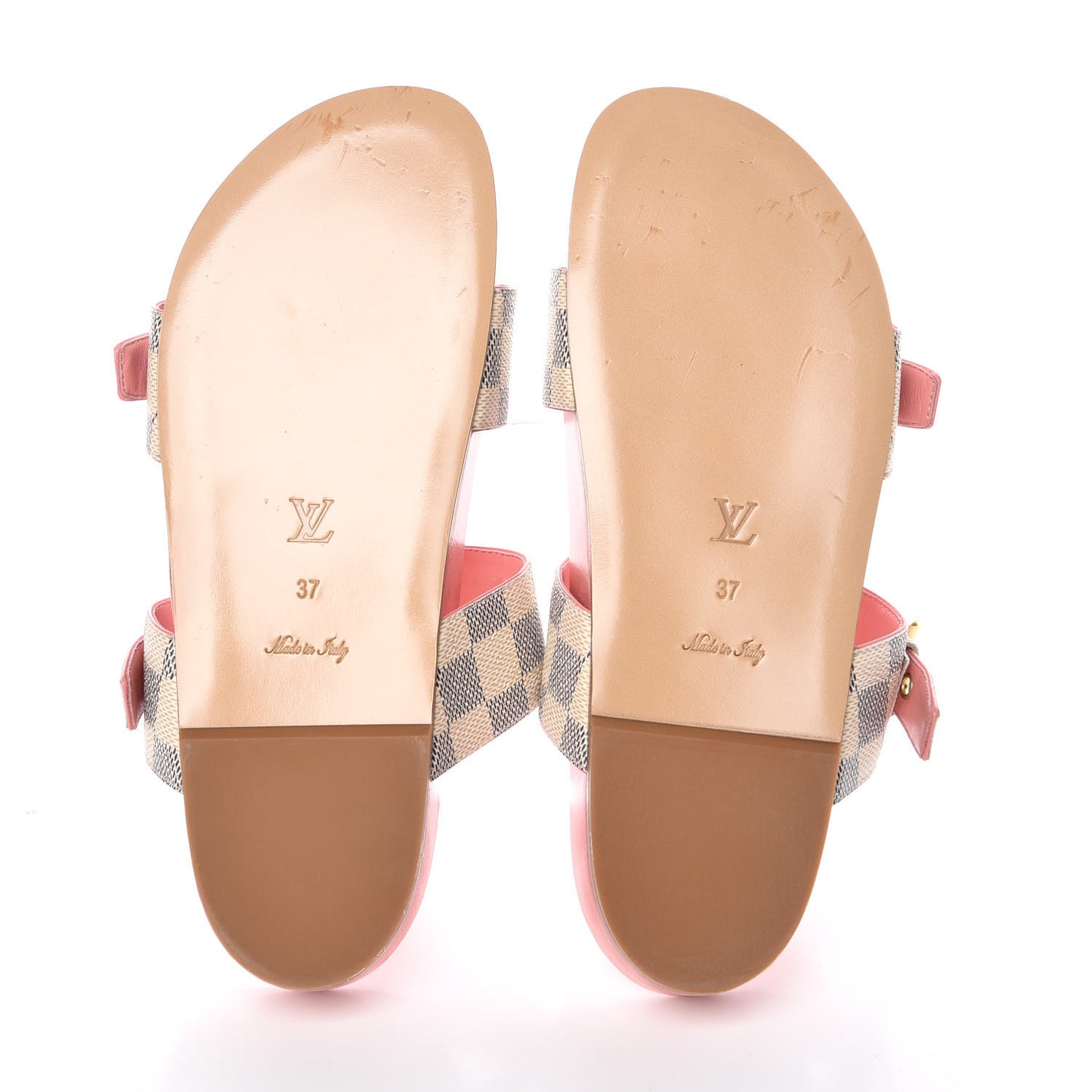 Damier Azur Bom Dia Flat Mules 37 Rose Clair