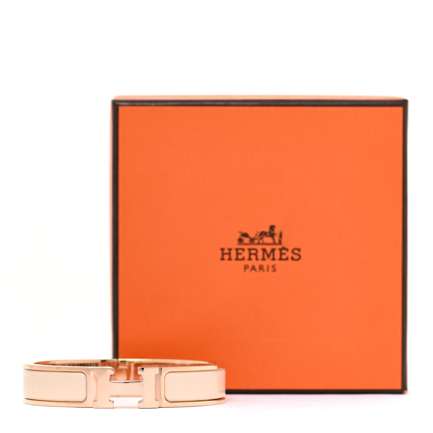 Hermes Enamel Narrow Clic Clac H Bracelet PM Beige Nacre 6 of 6
