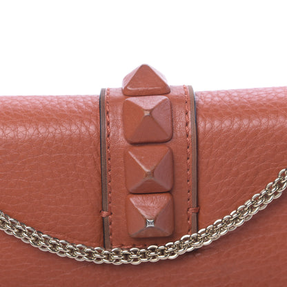 Valentino Garavani Pebbled Calfskin Monochrome Medium Glam Lock Rockstud Flap English Red 11 of 15