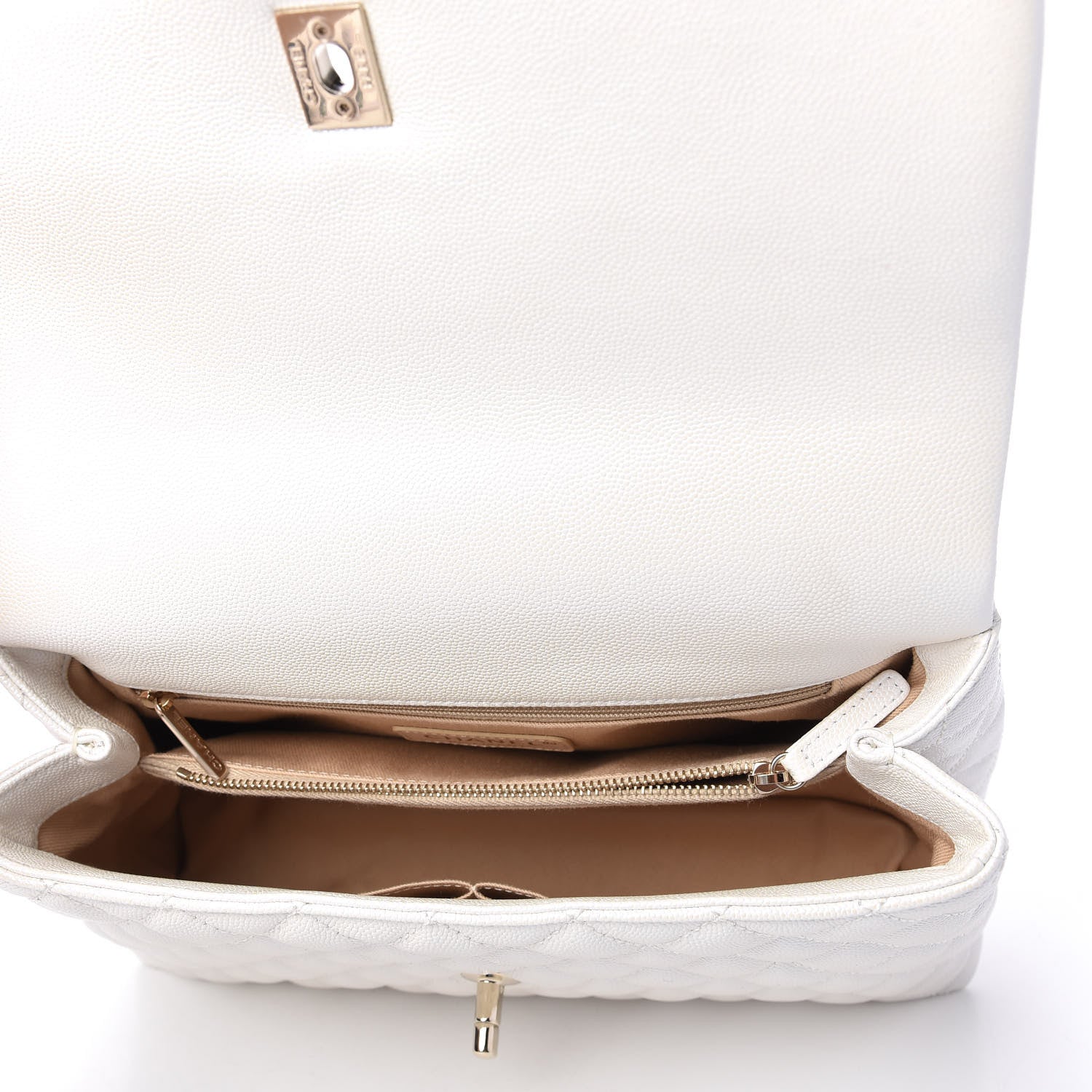 Chanel Iridescent Caviar Quilted Small Coco Handle Flap White 5 of 12