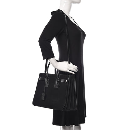 Saint Laurent Suede Crocodile Embossed Small Sac De Jour Black 2 of 9