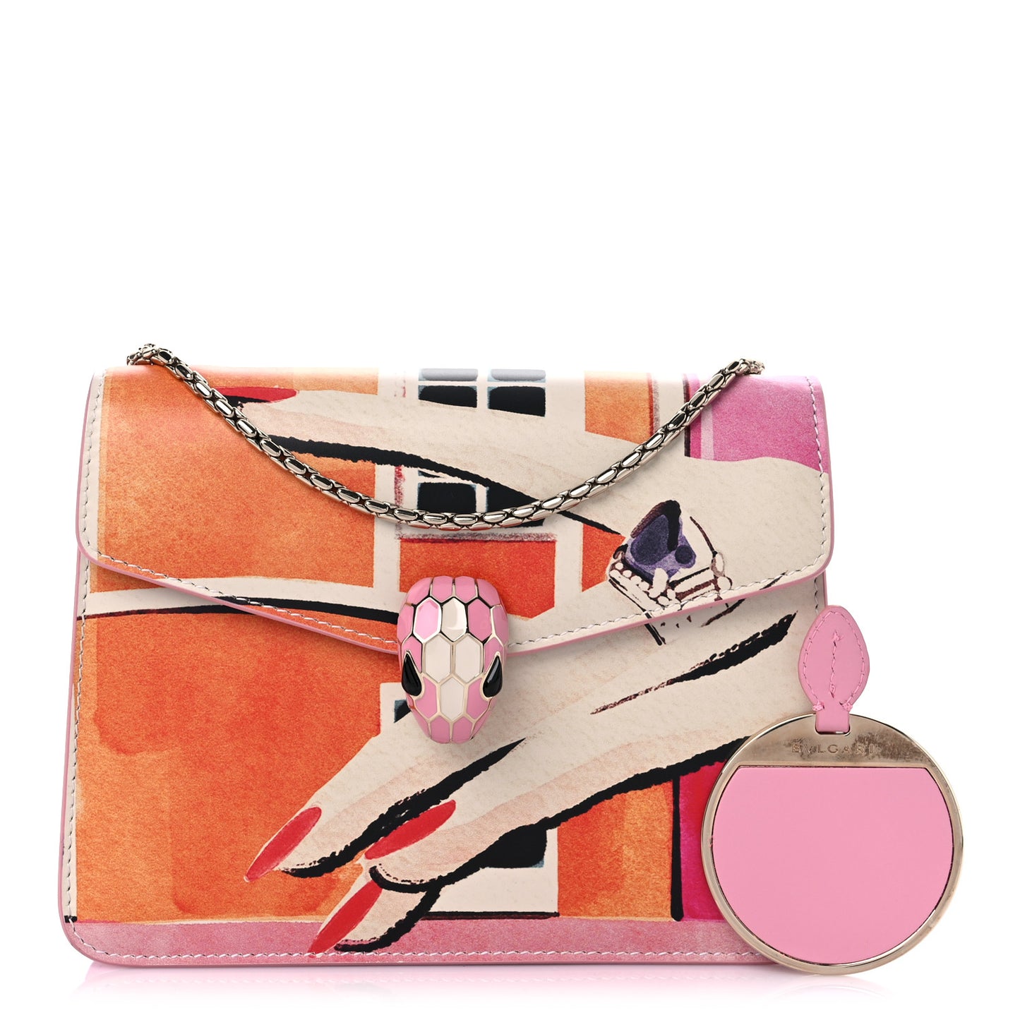 Calfskin Printed Serpenti Forever Cinemania Crossbody Bag Flash Pink Multicolor