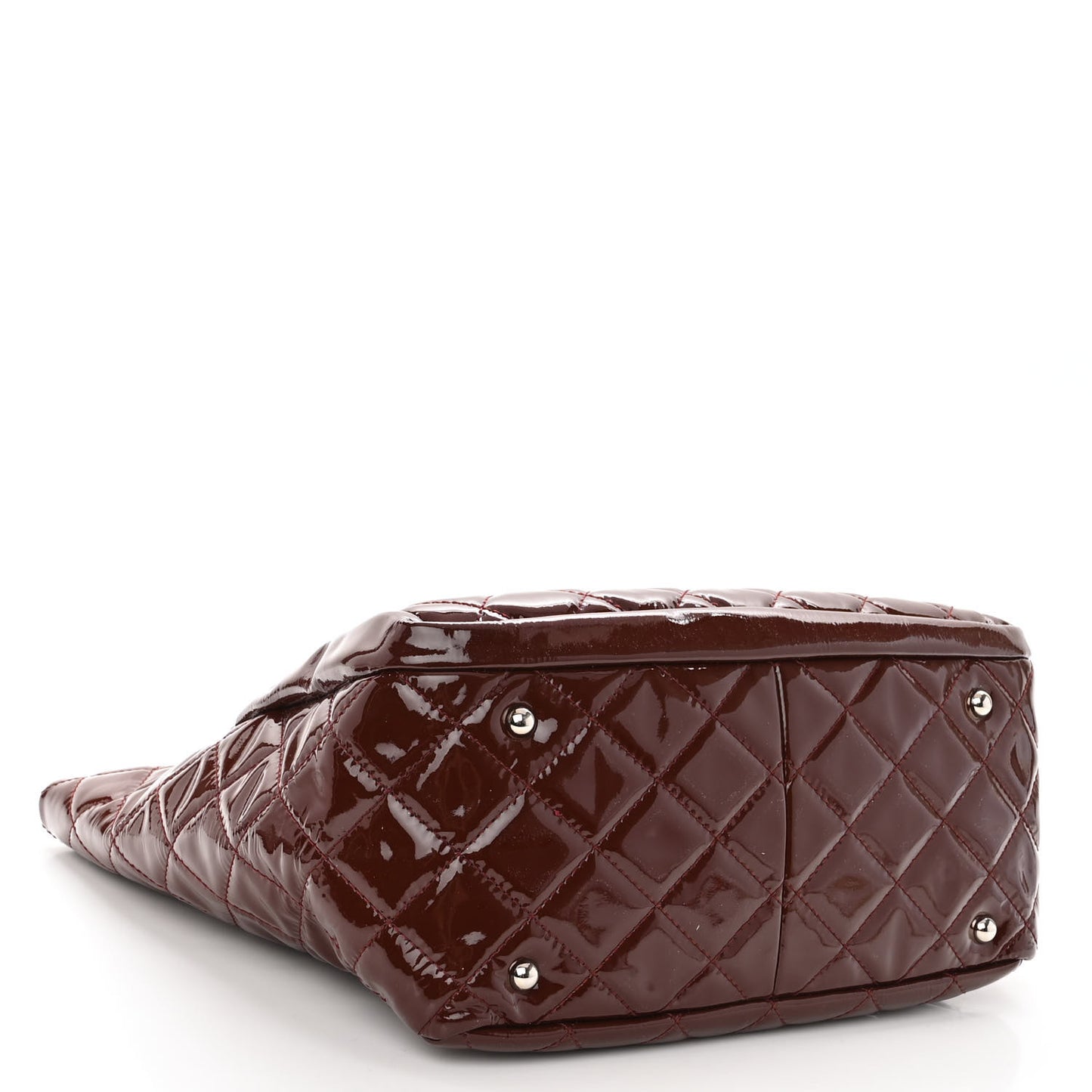 Patent Quilted Large Chic and Glitter Tote Dark Red