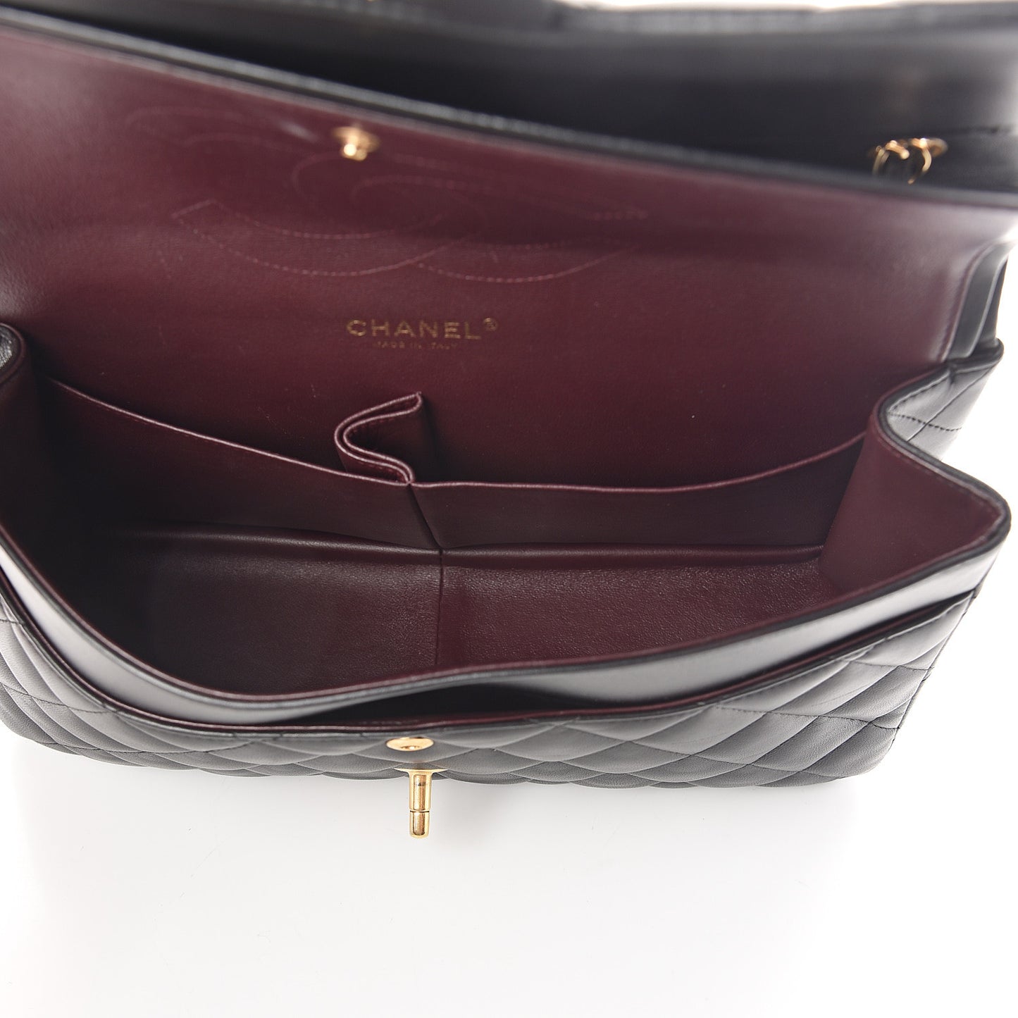 Lambskin Quilted Jumbo Double Flap Black