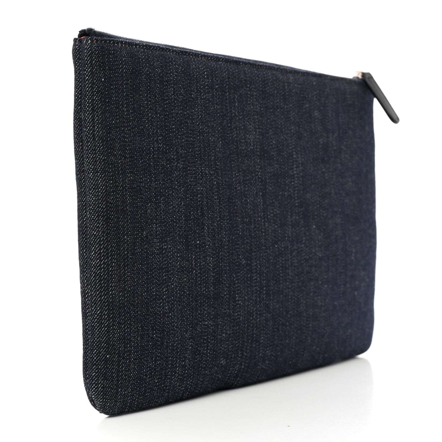 Chanel Denim Medium Deauville Pouch Clutch Blue Orange 3 of 8