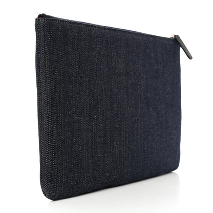 Chanel Denim Medium Deauville Pouch Clutch Blue Orange 3 of 8