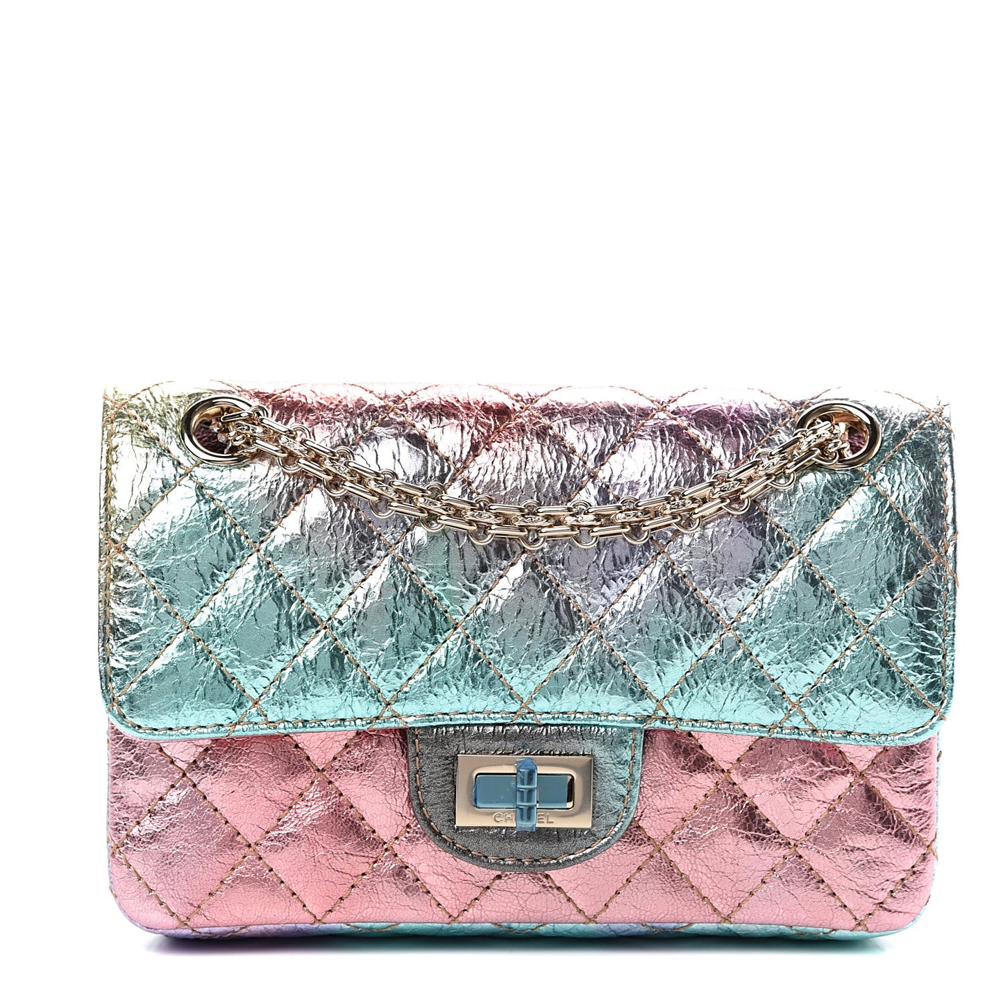 Metallic Goatskin Quilted Mini 2.55 Reissue Flap Multicolor