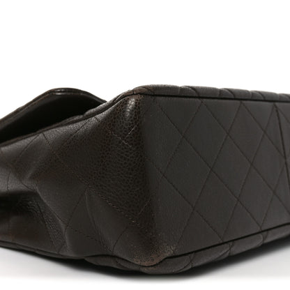 Chanel Caviar Quilted Jumbo Single Flap Dark Brown 9 of 10