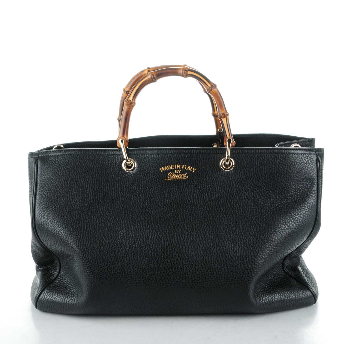 Calfskin Large Bamboo Shopper Tote Black