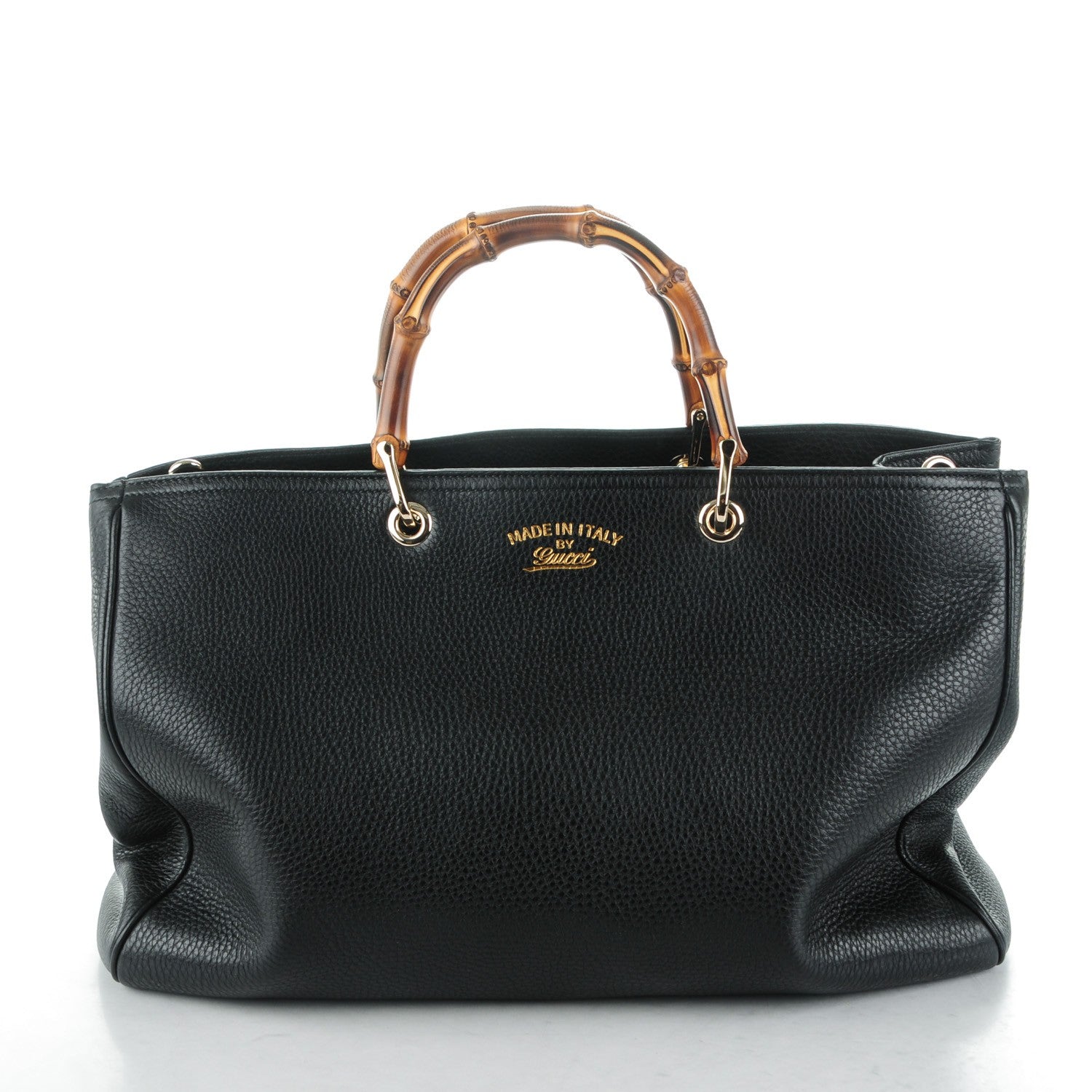 Gucci Calfskin Large Bamboo Shopper Tote Black 8 of 8