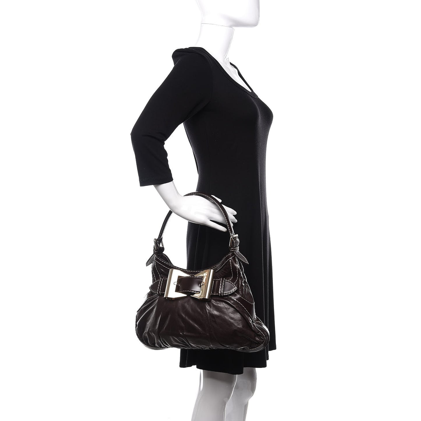 Calfskin Queen Bow Hobo Brown