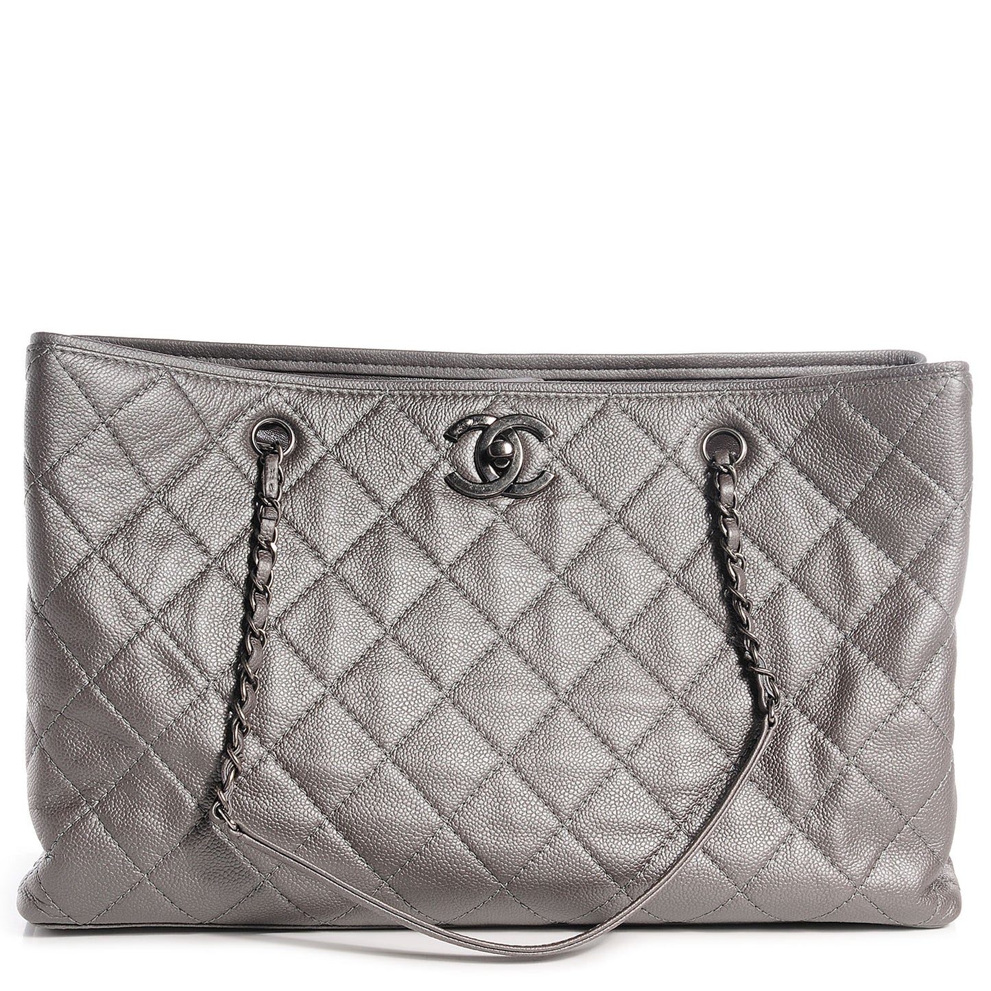 Metallic Caviar Large Be Caviar Tote Silver