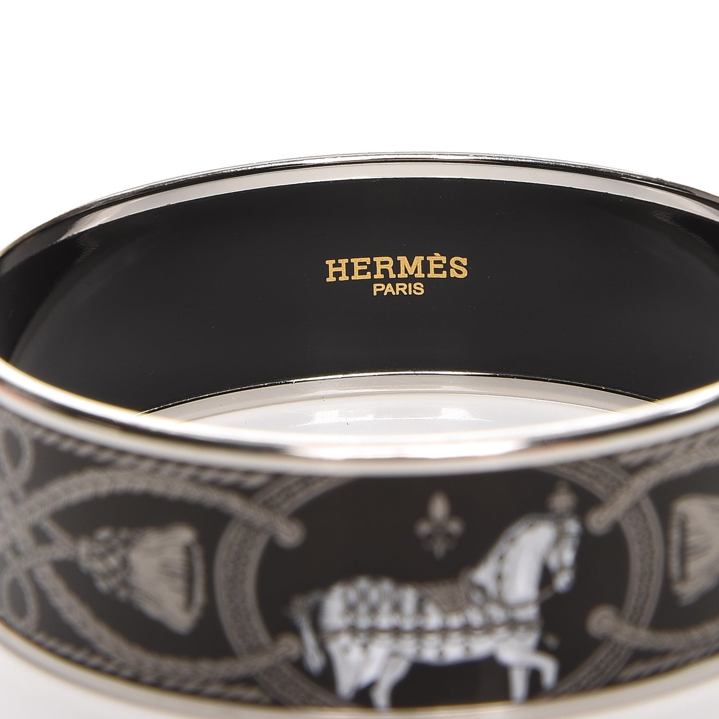 Enamel Printed Wide Grand Apparat Bracelet 65 Black