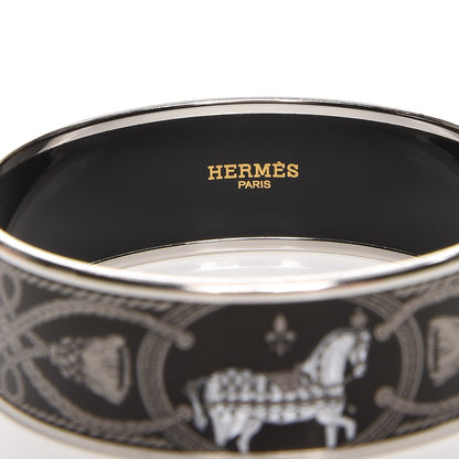 Hermes Enamel Printed Wide Grand Apparat Bracelet 65 Black 3 of 5