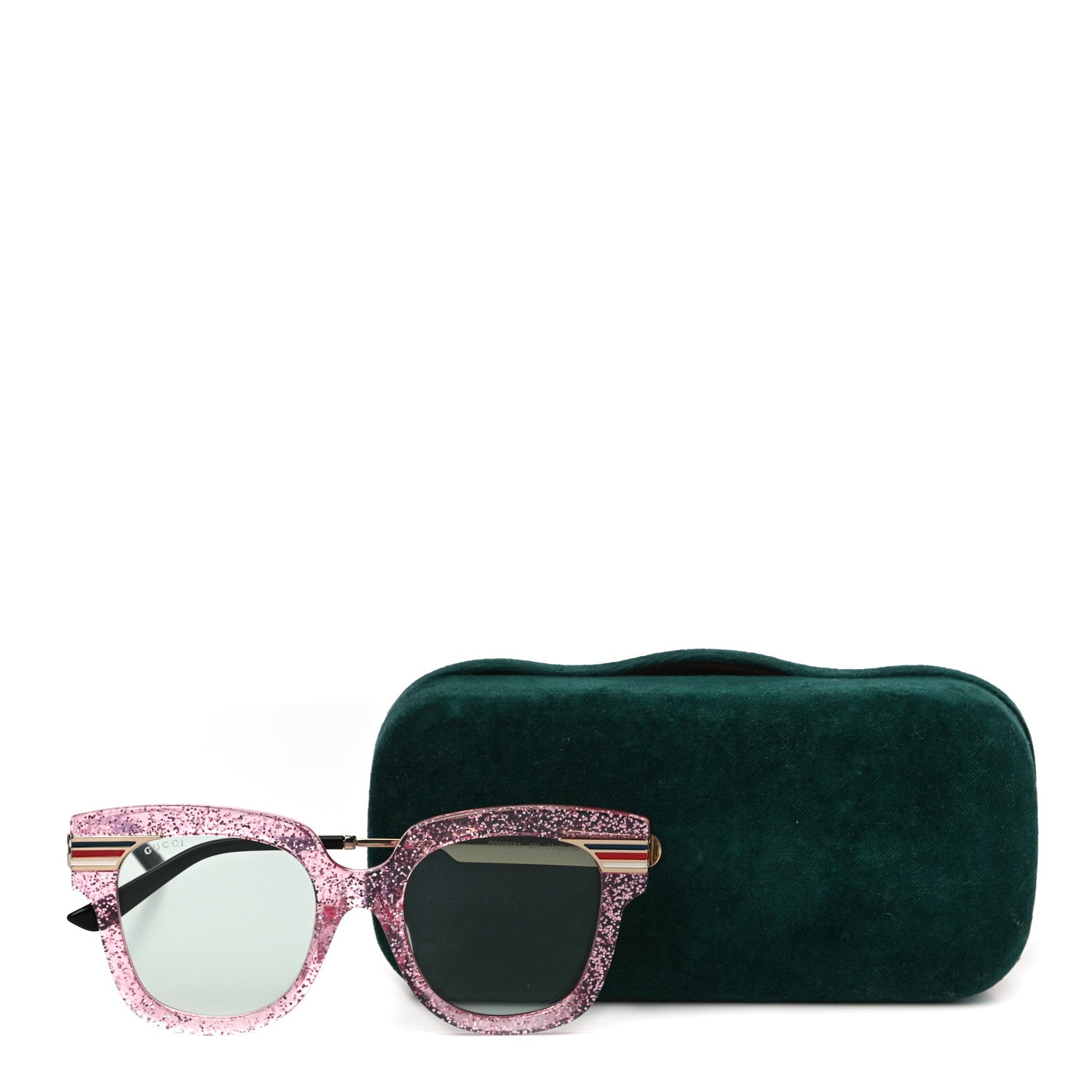 Gucci Acetate Square Frame Web Glitter GG0281S Sunglasses Pink 7 of 7