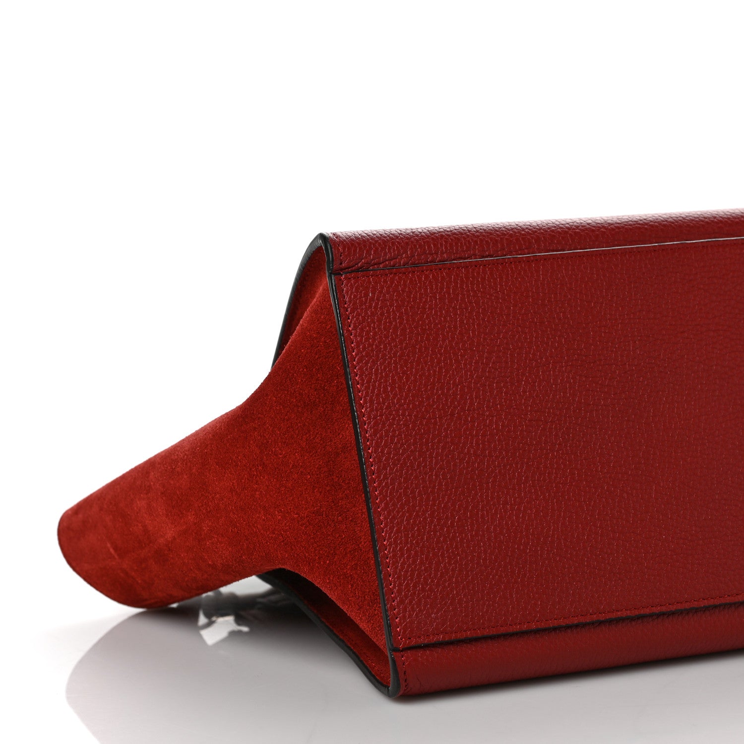 Celine Drummed Calfskin Suede Small Trapeze Merlot 7 of 8