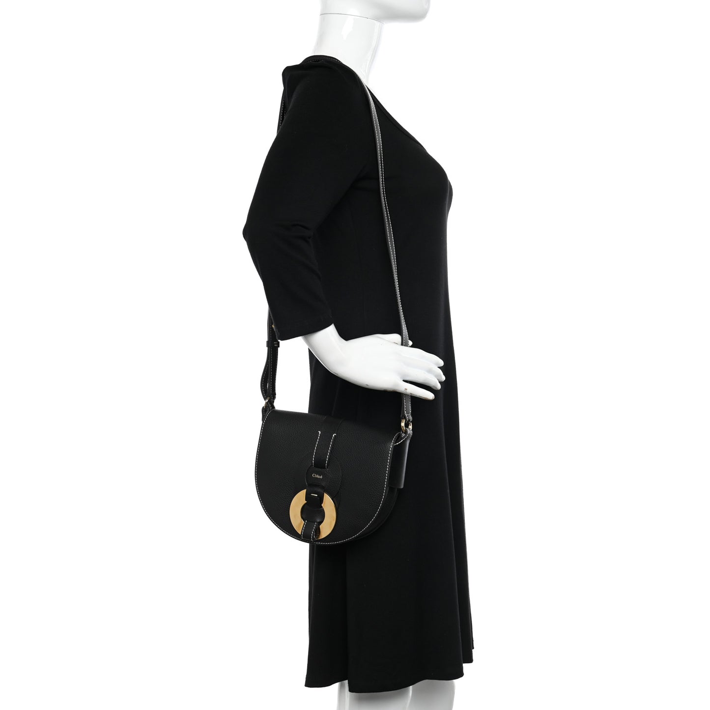 Grained Calfskin Small Darryl Saddle Crossbody Bag Black