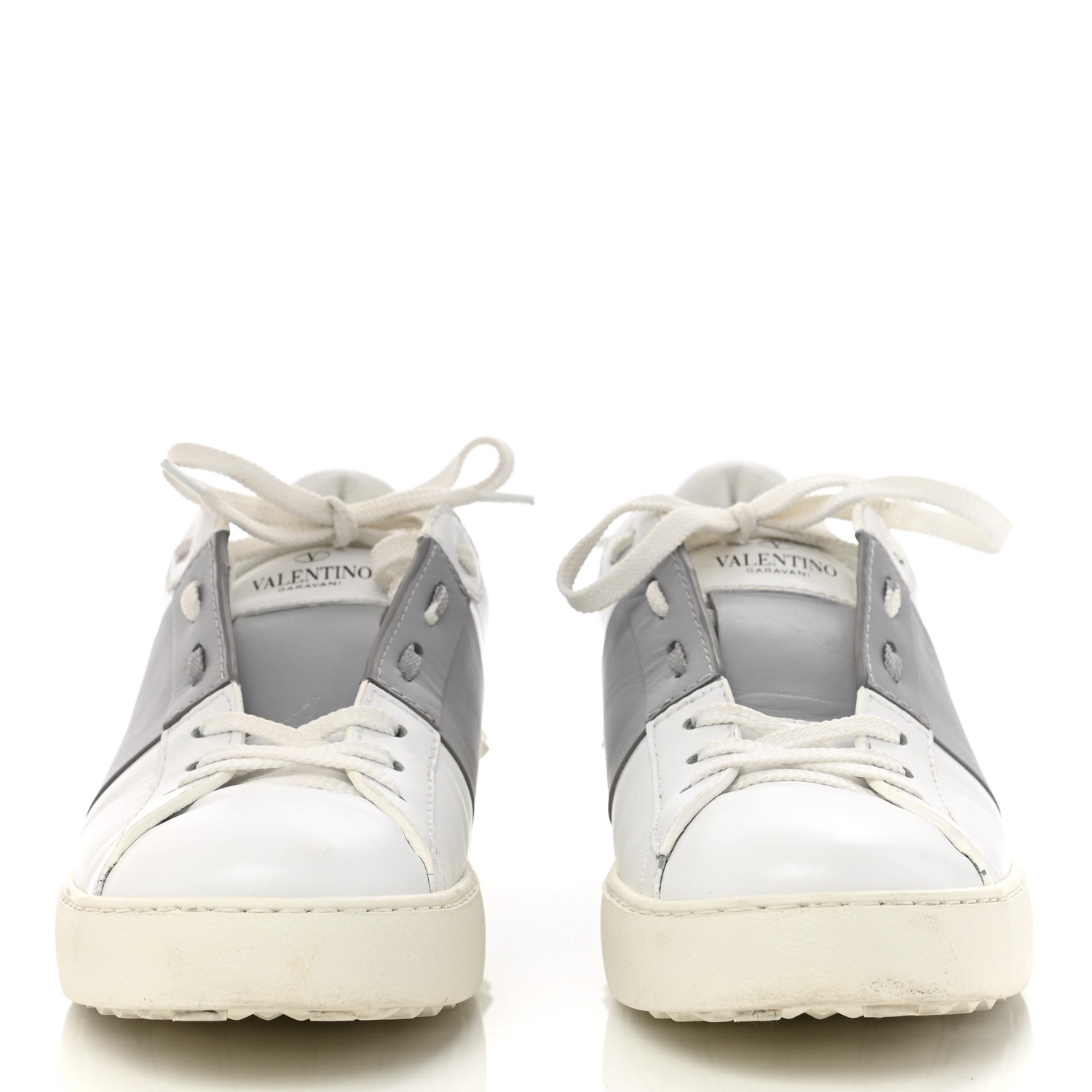 Valentino Garavani Calfskin Mens Rockstud Open Sneakers 40.5 White Grey 2 of 9