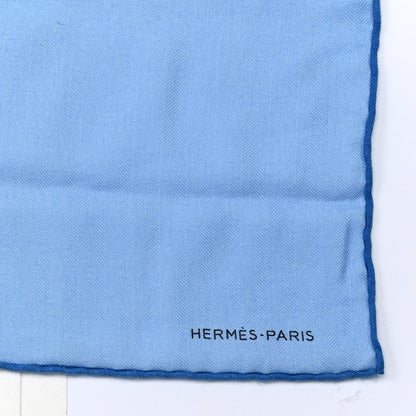 Hermes Cashmere Silk Tete a Tete Equestre Scarf 100 Marine Bleu Jean 2 of 4