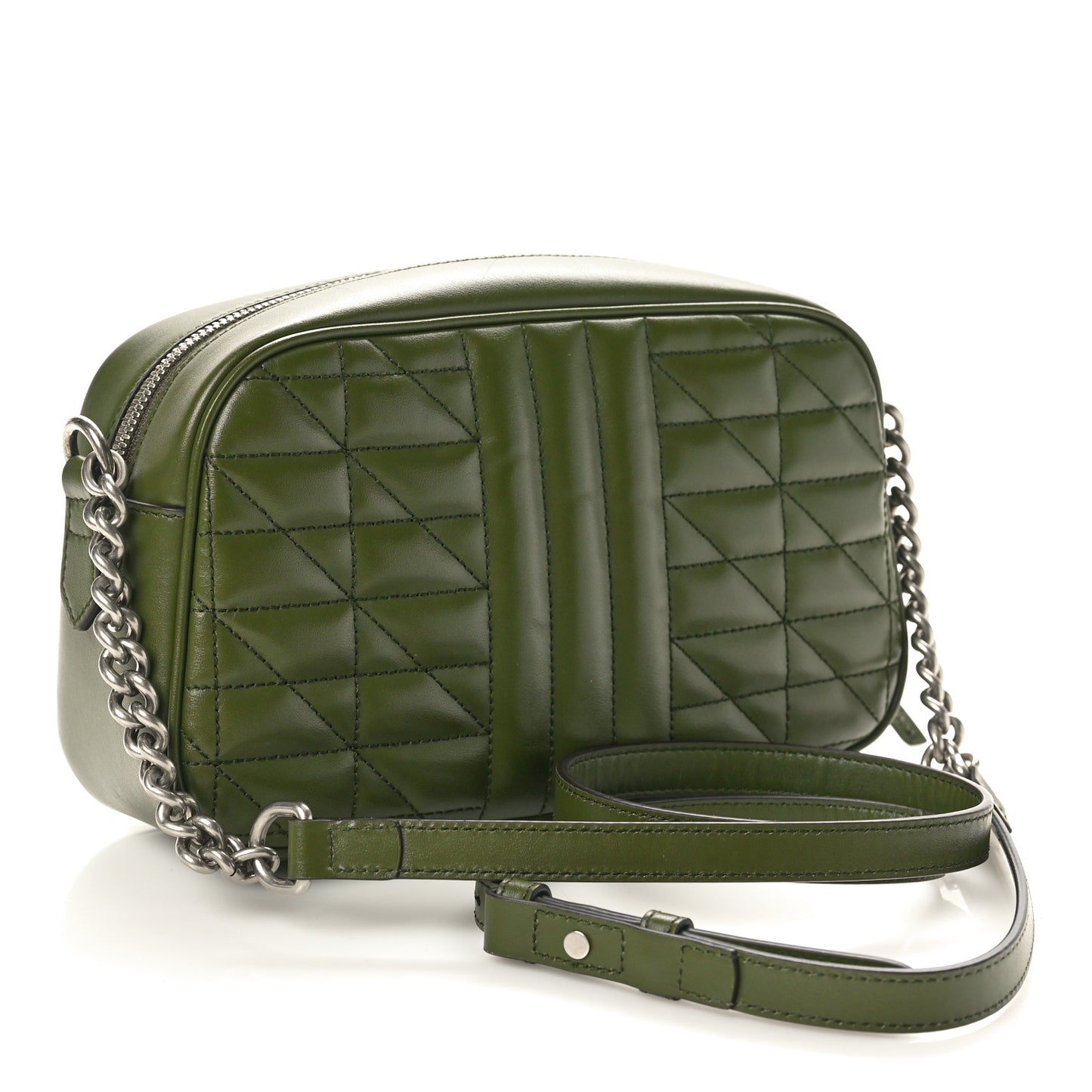 Calfskin Matelasse Aria Small GG Marmont Chain Shoulder Bag Military Wood