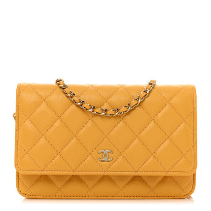 Chanel Caviar Quilted Wallet on Chain WOC Yellow 1 of 9