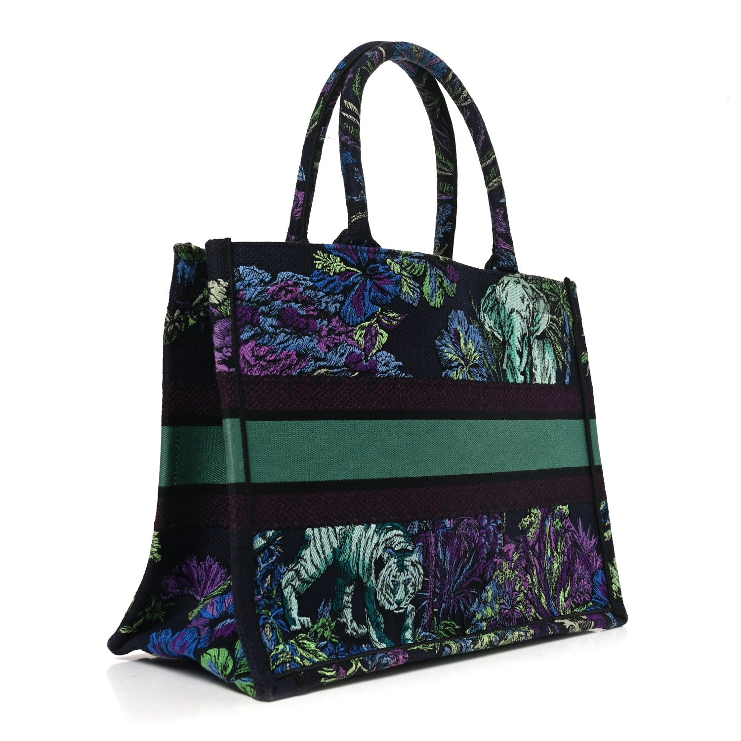 Christian Dior Canvas Embroidered Medium Toile de Jouy Voyage Book Tote Blue Multicolor 3 of 10